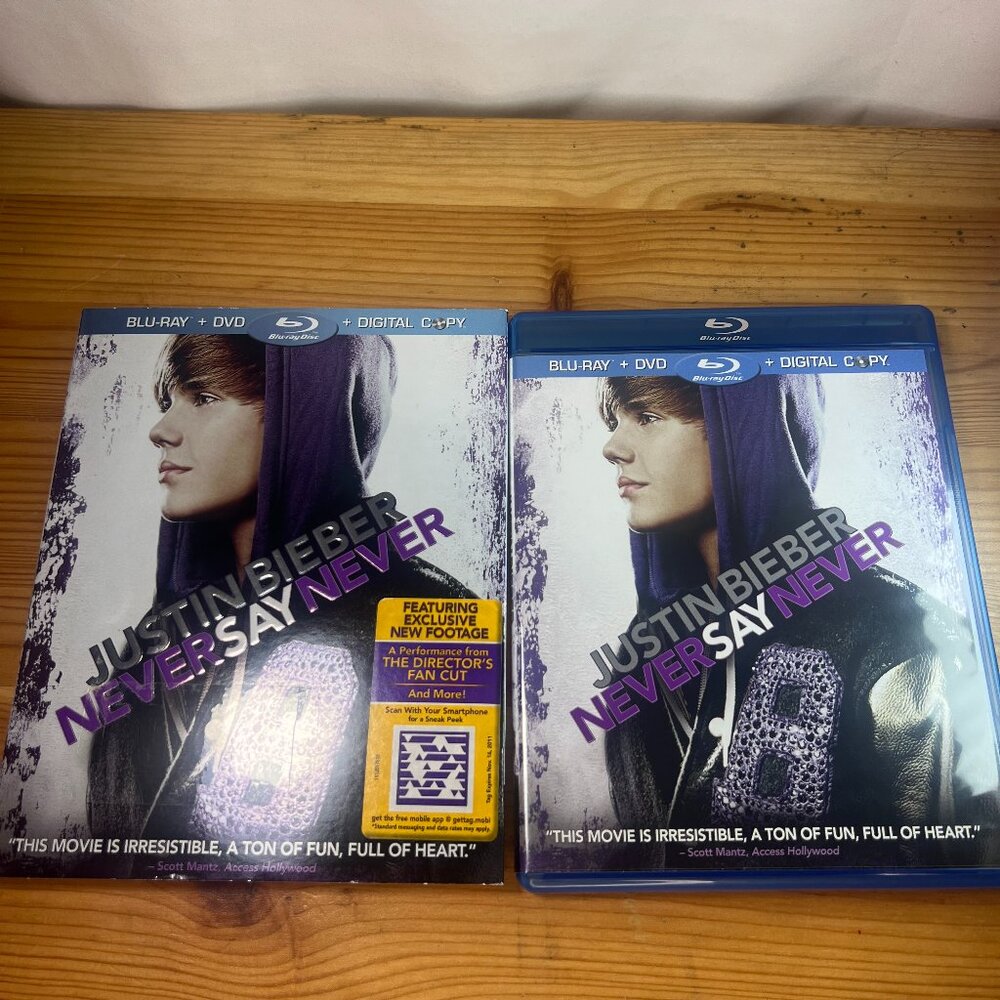 Justin Bieber Never Say Never Blu-ray + Digital, No DVD w/Slipcover Used Good -